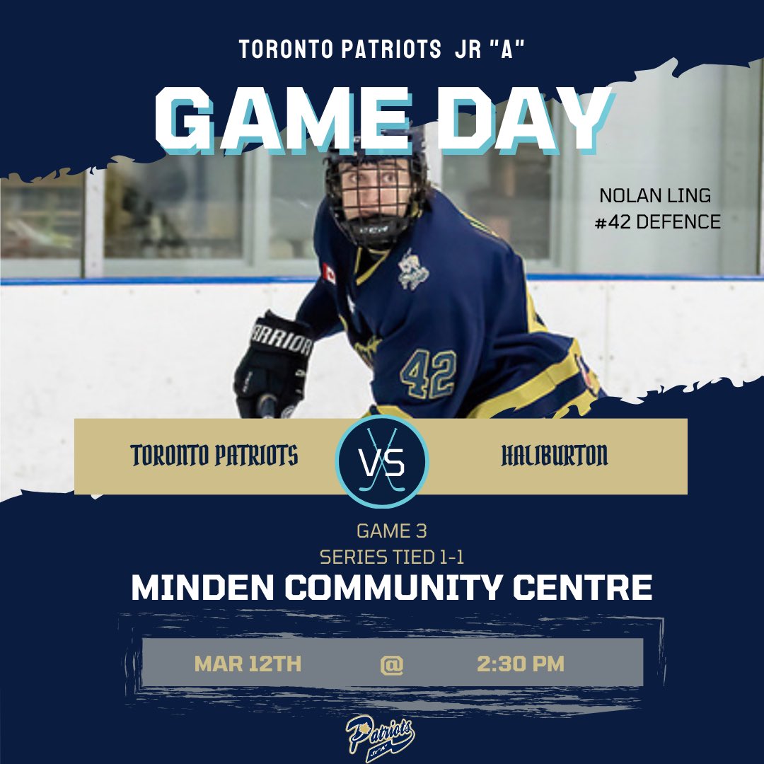 🏒The boys are heading to Minden community centre to face Halliburton. 

Let’s Go Patriots 🐺

#BurnTheBoats #patsnation #torontopatriots #ojhl #jra