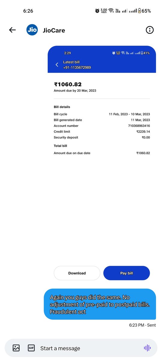 I4MKASPER's tweet photo. I won't stop tweeting for the wrongful act by #JioFiber #jiocustomercare #jiosupport #consumerprotect #fraudjio #jiofiberchor https://t.co/EqpxRo8nnr