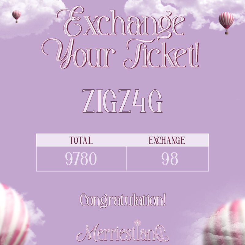 MERRIESTLAND's tweet photo. Tanpa perlu lama lagi ya, SELAMAT KEPADA ZIGZ4G! Dengan penukaran tiket paling banyak yakni sebanyak 98. Asik udah siap dipajang 3 OA nih mukanya. 

(@sjungjeffrey @hypeyoon @hrnjin @dobboy @TBZKEVLIN @gowongpark @lizeou @Linju @tamhyun @chiiquuita) https://t.co/ZKfAXt2ECd