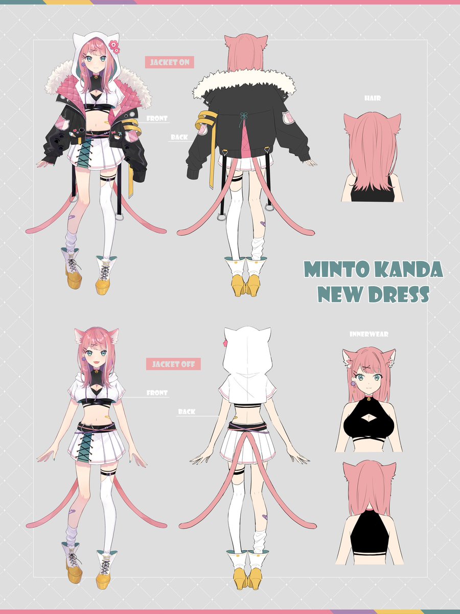 Vtuberの三面図が見たい 新モデルのデザイン図お披露目💕✨ ジャケット