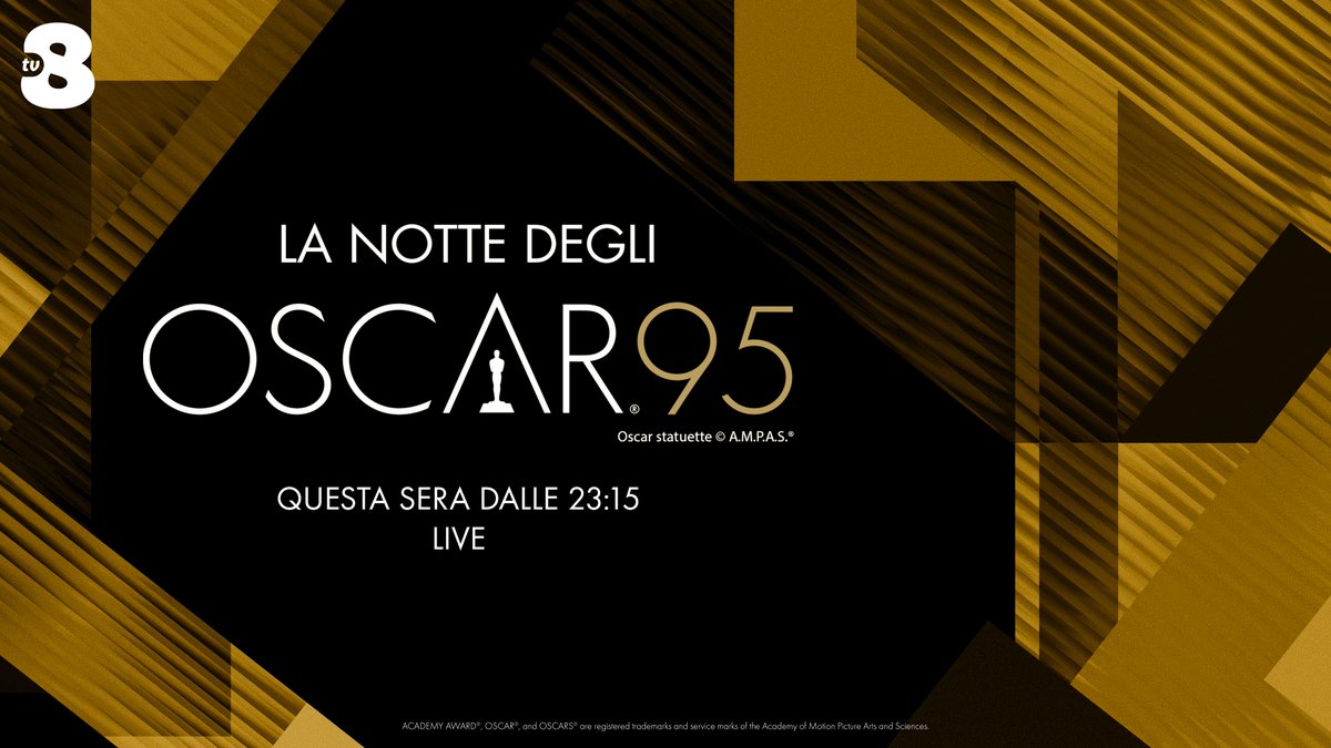 And the Oscar goes to... scopriamolo insieme questa notte!

Vi aspettiamo dalle 23:15 LIVE su Tv8 con la cerimonia degli #Oscars95