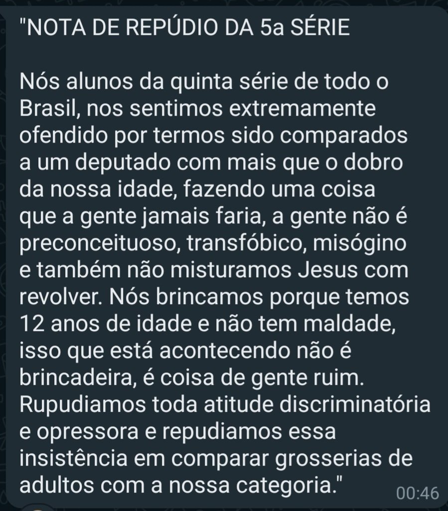 Recebi essa nota hoje. Minhas sinceras desculpas aos alunos da 5ª série. 🤣
