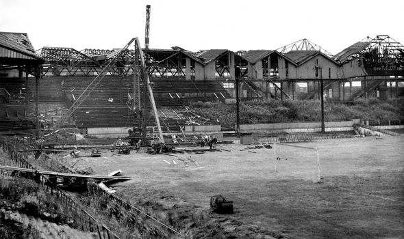 ww2finesthour's tweet photo. On 11 March 1941, Old Trafford football stadium, the home of #ManUtd, was hit by a bomb aimed at the industrial complex of Trafford Park.

If your family passed on any stories or objects relating to the Manchester Blitz, share them with us at: https://t.co/Ce7yFaIUe8. https://t.co/2UO0QNoDMP