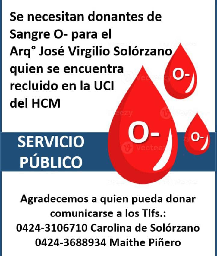 viclaya's tweet image. Estimados colegas. Apelamos a la solidaridad en el gremio. El Arq. Virgilio Solorzano, requiere de nuestro apoyo.