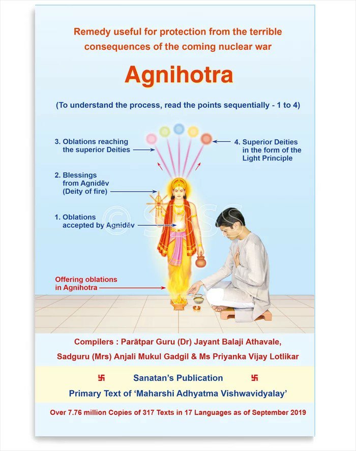 #WorldAgnihotraDay 

Sages have advised performing Agnihotra, the first incarnation of Yadnya (Sacrificial fire) - to neutralise the effect of nuclear weapons during The World War III ! 
Buy This Holy text book at

sanatanshop.com/shop/