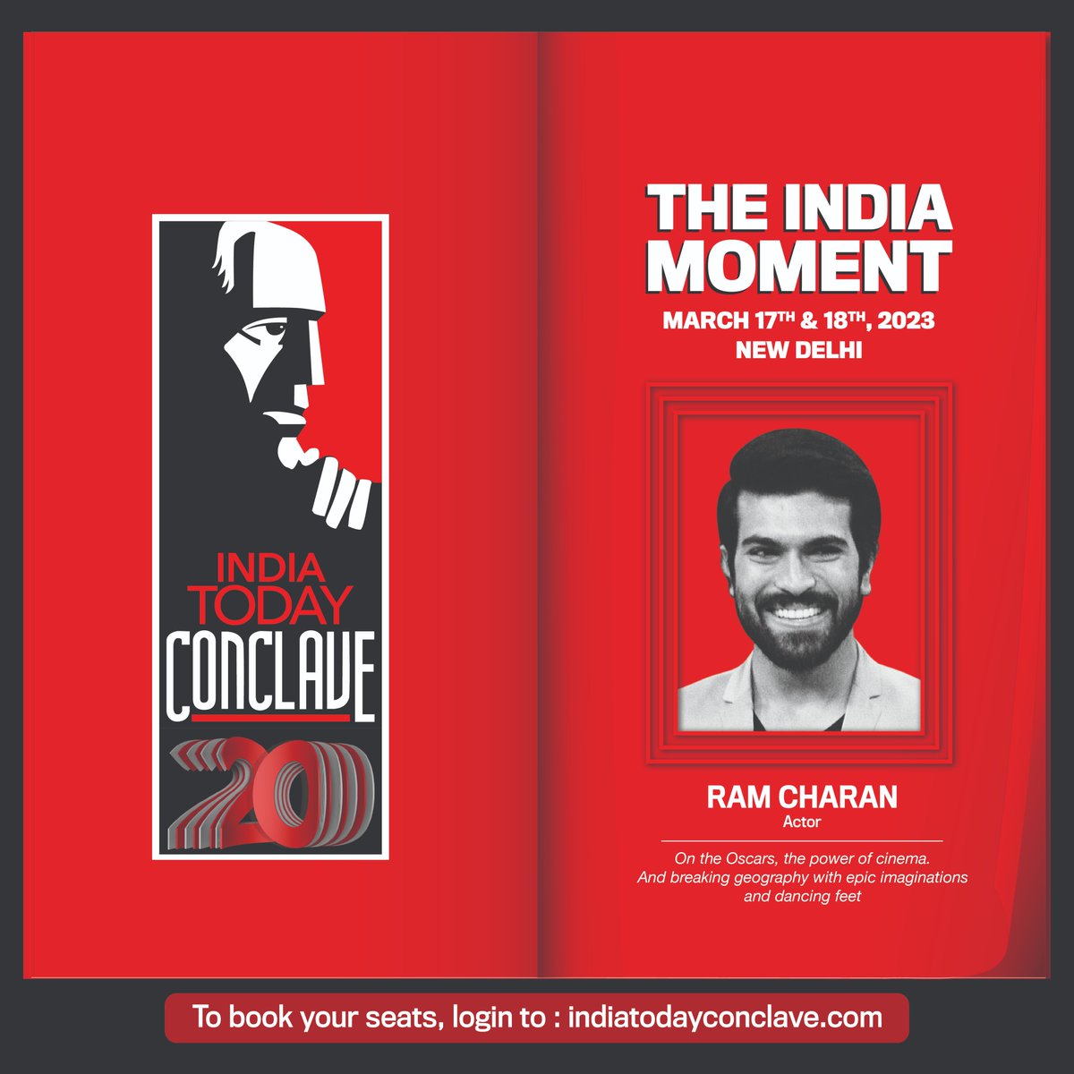 Meet @AlwaysRamCharan, at the #IndiaTodayConclave | March 17th & 18th, 2023, New Delhi.

Book your seat: indiatodayconclave.com

#TheIndiaMoment #Promo