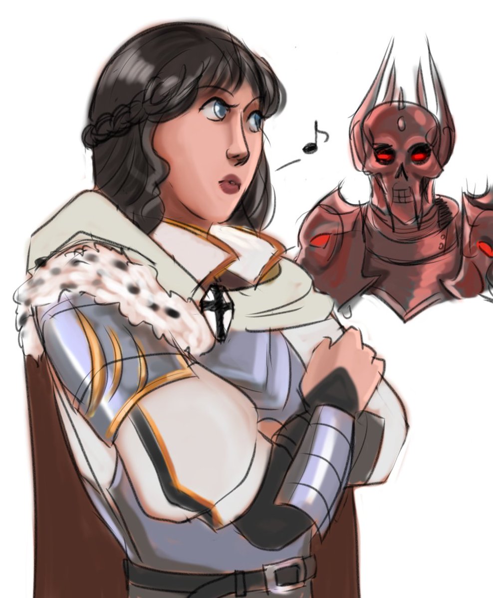 Faneposter's tweet photo. doodle of my #BeyondDivinity Paladin, Miodi
(and her Death Knight) https://t.co/5PmP3ghAgz