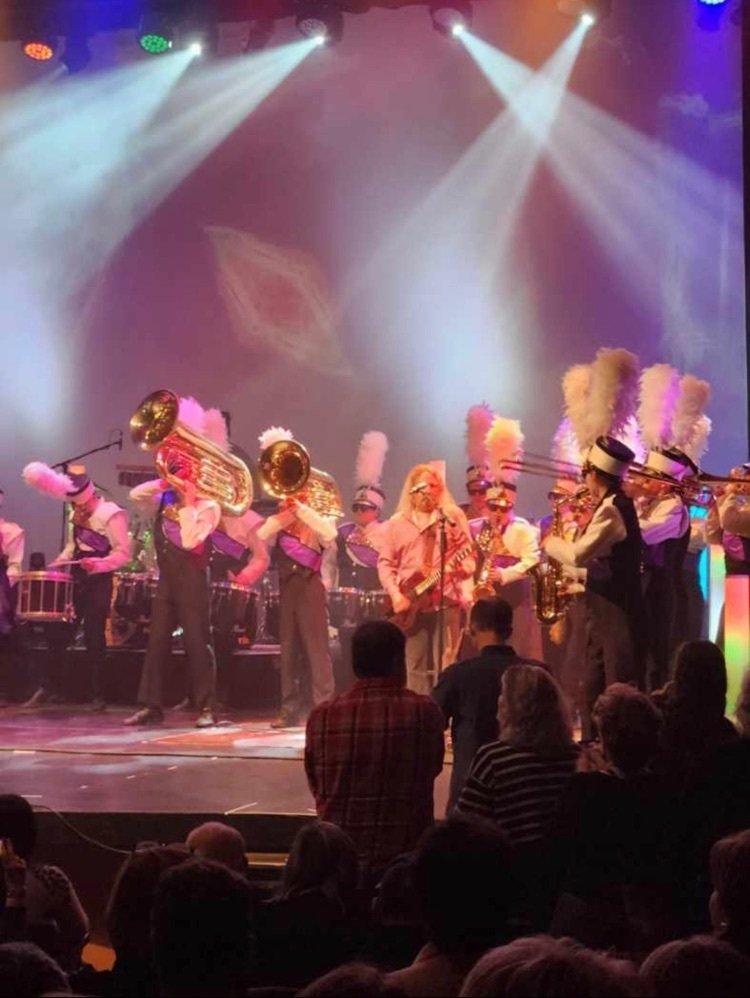BMRStrong's tweet photo. The BMR Marching Band performed at Stadium Theater Friday night with the Premier Fleetwood Mac cover band Tusk. The students performed on stage with the band for the last 2 songs. Way to go, BMR! So impressive! 💜💛 https://t.co/Kv0qidy8wq