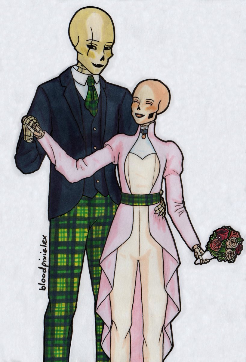 BloodPixieLex's tweet photo. another @skelemonths  prompt, papcest, formal wear; i've been looking for an excuse to draw mander &amp; ketch's wedding outfits forever
and yes, mander's outfit is HEAVILY inspired by (read: stolen from) violet evergarden
#ketchmander #painttalemander #chavtaleketch #sfwart https://t.co/knJeWCz7Wa