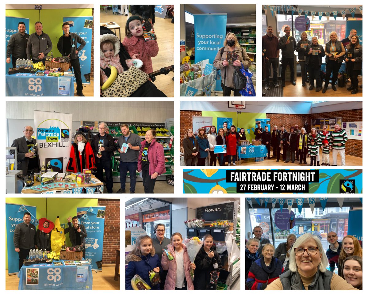 As #FairtradeFortnight comes to an end, a big shout out to our amazing @coopuk Member Pioneers, store managers and colleagues across #EastSussex who held some truly inspiring #FairTrade events & displays. And thx to all participants, customers & local causes! 🙏😊💙@FairtradeUK