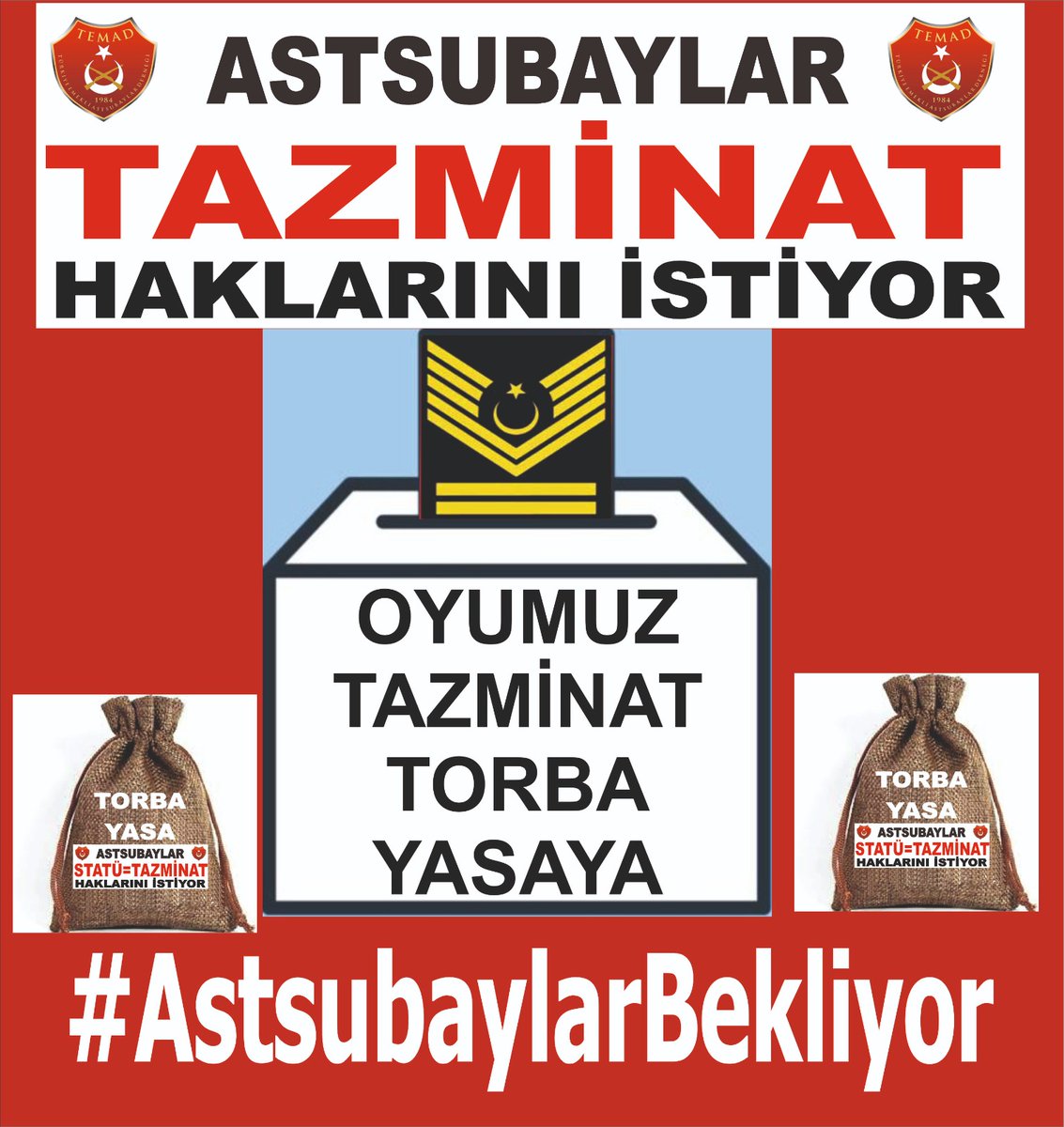 uyguner_umit's tweet photo. #OylarTazminata
Astsubaylar icraat bekliyor
@RTErdogan 
@fuatoktay 
@kilicdarogluk 
@dbdevletbahceli 
@tcsavunma 
@HMBakanligi 
@NureddinNebati 
@suleymansoylu 
@yilmaz_ismet58 
@mustafaelitas 
@_cevdetyilmaz 
@AhmetAYDIN_02 
@TSKGnkur 
@FOXhaber 
@ahaber 
@ShowTV 
@KanalD https://t.co/GtCIUpRL4v