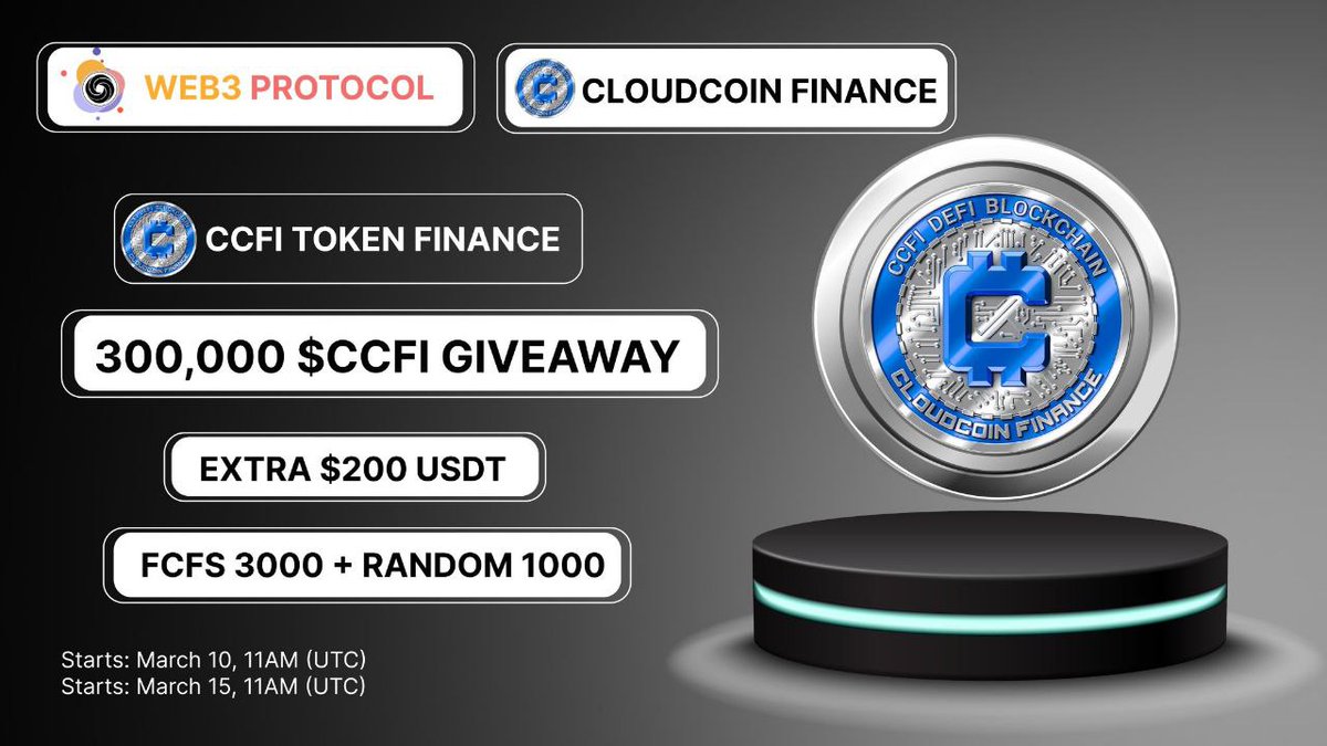 coinofcrypto's tweet photo. 🚀 Airdrop: Web3 Protocol X CloudCoin
🎁 Reward: 300,000 $CCFI Giveaway
Link: https://t.co/cI41iI9FkR
▶️ Complete All Task
▶️ Submit BSC Address
▶️ Join
✨Join Community: https://t.co/vKtQTYBwfS
#CloudCoin #Web3Protocol #Airdrop #CCFI https://t.co/0fmmxZ2PD7