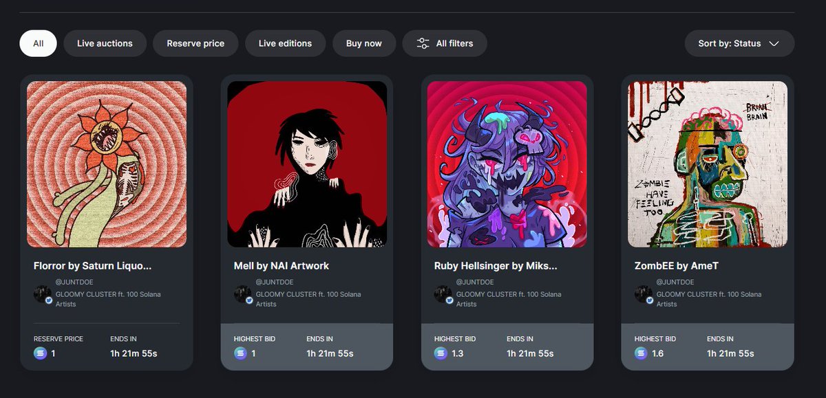 🅾️FINAL HOUR!🅾️
Week 1

Gloomy Cluster featuring 4 <a href="/CHEAPHEADZ/">CHEAPHEADZ Clubhouse</a> artists
<a href="/SaturnLiquor/">Saturn Liquor 🪐</a> 
<a href="/by_naiartwork/">NAI 💙🎨</a> 
<a href="/miksketched_/">MiK ✦</a> 
<a href="/amir_hamz_/">AmeT</a> 

Link below 👇