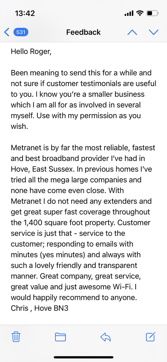 Nice customer feedback today 😎