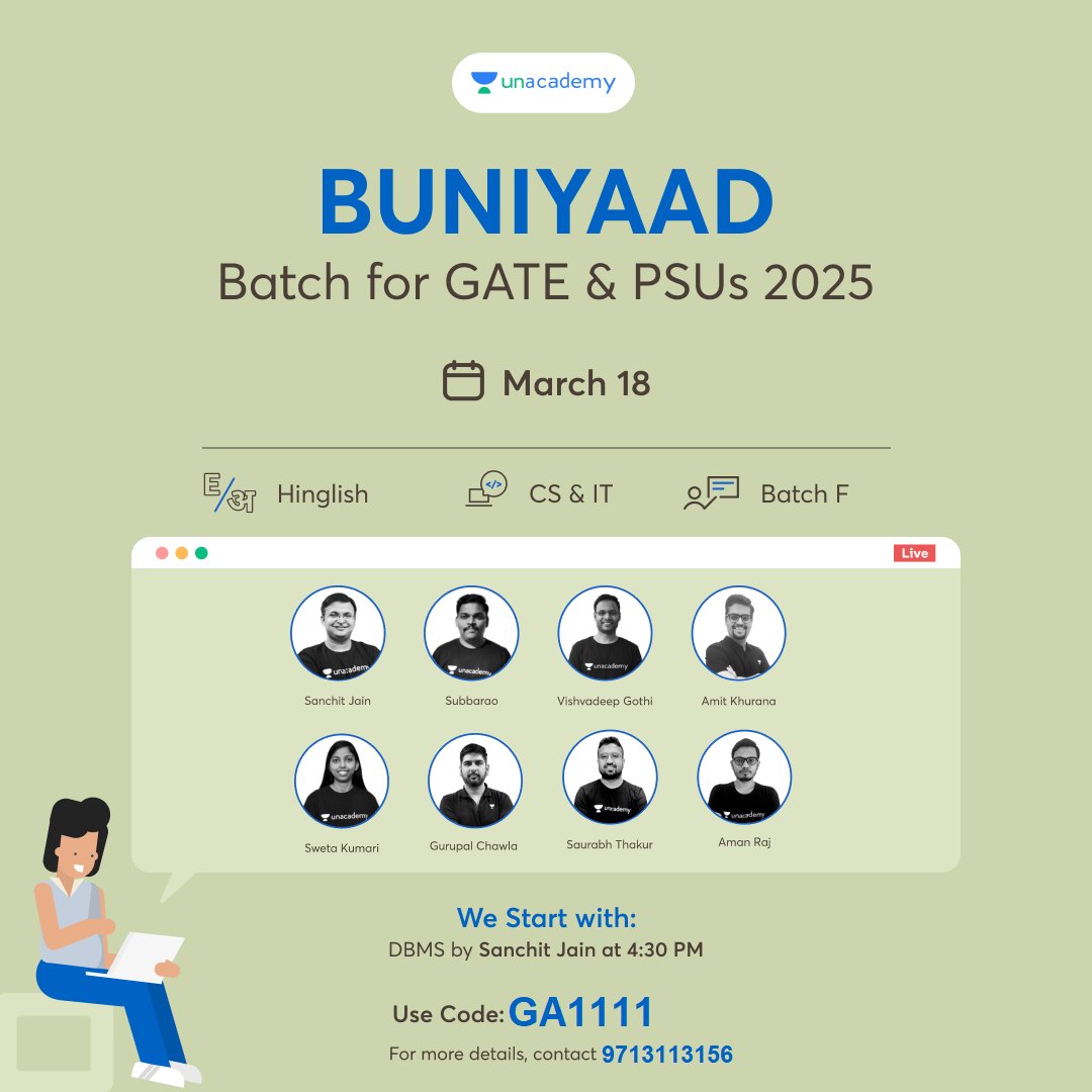gate_academy's tweet image. 👉Subscribe Now: unacademy.com/goal/slug/NVLI…
Save Upto 27% on GATE- CS &amp;amp; IT Plus &amp;amp; Iconic Subscriptions of Unacademy Now. Use Code GA1111 to get the maximum discount. Hurry! Prices Rising Soon by 10%.