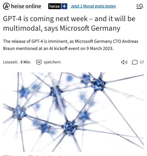 The 5 biggest things that happened in AI this week:

1. Microsoft Germany's CTO says GPT-4 could be 