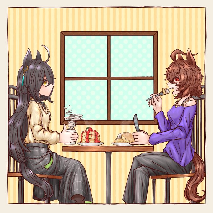 一緒にパンケーキ食べてるタキカフェ 