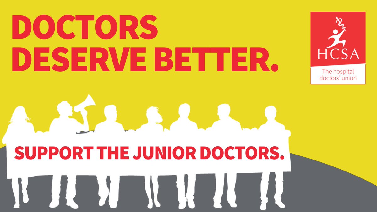 HCSANews's tweet photo. At 06:59 tomorrow HCSA #JuniorDoctors will begin a 72-hour strike – the first in our history.

The government has left our members no choice.

@SteveBarclay must drop preconditions and get round the table to resolve this dispute. #DoctorsDeserveBetter https://t.co/l1hHsF3jL1