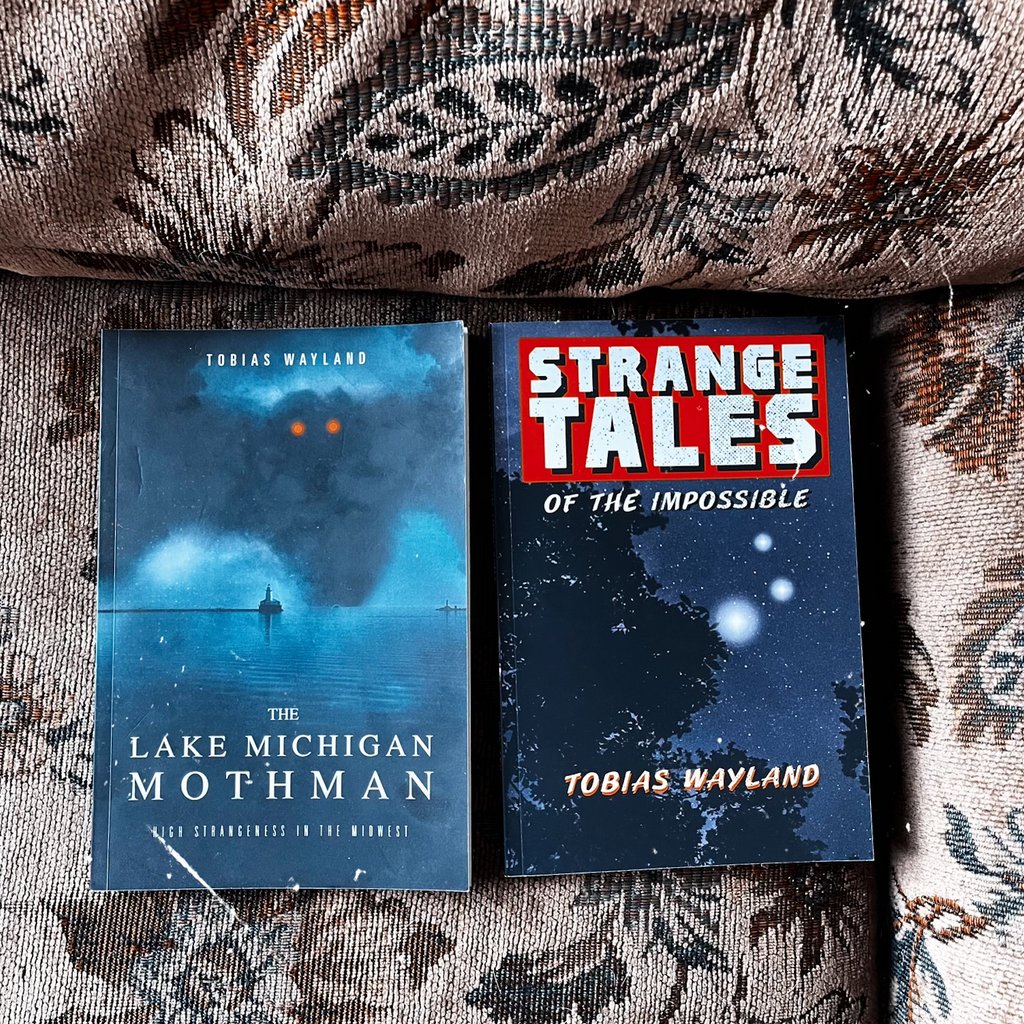 singularfortean's tweet photo. Looking for more weird books to add to your library? 'The Lake Michigan Mothman: High Strangeness in the Midwest' and 'Strange Tales of the Impossible' are available now at https://t.co/epaM25Opbi 📚️

#LMMBook #StrangeTalesBook #highstrangeness https://t.co/nYpwWGhtvC