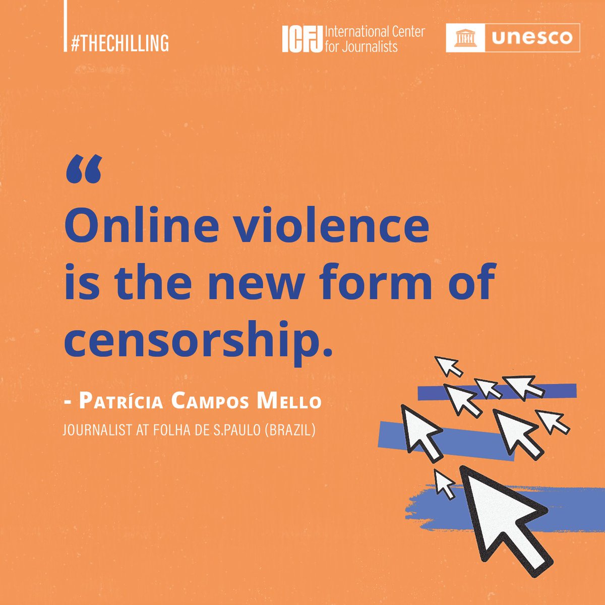 #TheChilling effect: inhibition or discouragement to exercise your freedom of expression, as well as other human rights.

Online violence causes many #womenjournalists to self-censor.

Let's put an end to it!

on.unesco.org/3rqmRpV