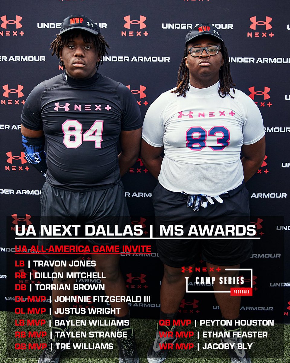 TheUCReport's tweet photo. Under Armour next camp middle school group in Dallas put on a show 🍿🎥

Congrats to the MVPs and those who earned an invite to the Under Armour Next 8th grade game 🔥

@UANextFootball | #UANext https://t.co/zlarvPStGA