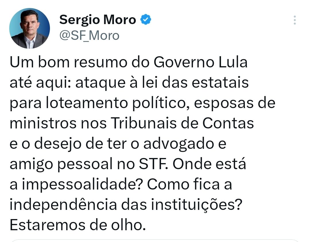 RicardoCappelli's tweet photo. Impessoalidade é tirar um concorrente da disputa com uma "decisão judicial" para favorecer a eleição do amigo extremista e virar ministro dele no dia seguinte? É cada uma, sinceramente... https://t.co/6ApNGShVCY