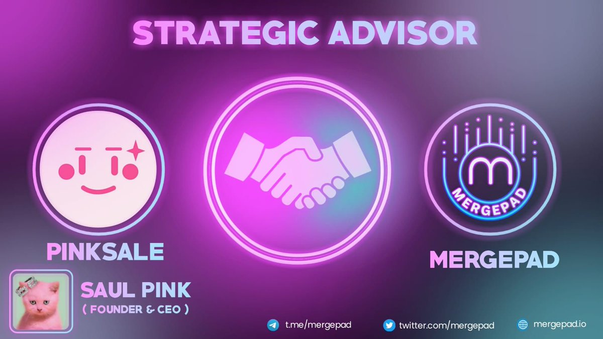 MergePad (@mergepad) on Twitter photo 📣STRATEGIC ADVISOR PARTNERSHIP ANNOUNCEMENT 🥳
#MergePad is proud to announce that SaulPink (Founder & CEO) of <a href="/pinkecosystem/">PinkSale (Pink Ecosystem)</a> has joined our team as an Advisor!
Get ready for the ultimate crypto experience with $MGPAD & Saul on board!🚀
#BSC #Pinksale #BSCGEMS #1000xgem #IDO 📣STRATEGIC ADVISOR PARTNERSHIP ANNOUNCEMENT 🥳
#MergePad is proud to announce that SaulPink (Founder & CEO) of <a href="/pinkecosystem/">PinkSale (Pink Ecosystem)</a> has joined our team as an Advisor!
Get ready for the ultimate crypto experience with $MGPAD & Saul on board!🚀
#BSC #Pinksale #BSCGEMS #1000xgem #IDO