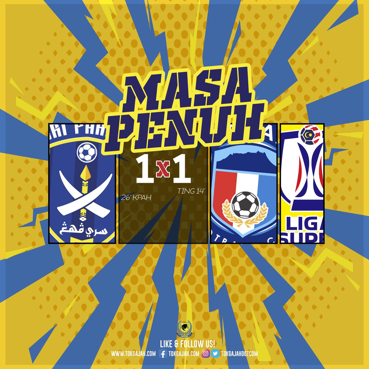 TokGajahdotcom's tweet photo. Tamat Perlawanan
Sri Pahang 1️⃣1️⃣ Sabah
⚽ Kpah '26
⚽ Daniel '14
#LigaSuper2023
#SRPSAB
#DemiLigaKita https://t.co/M2RSthldzp