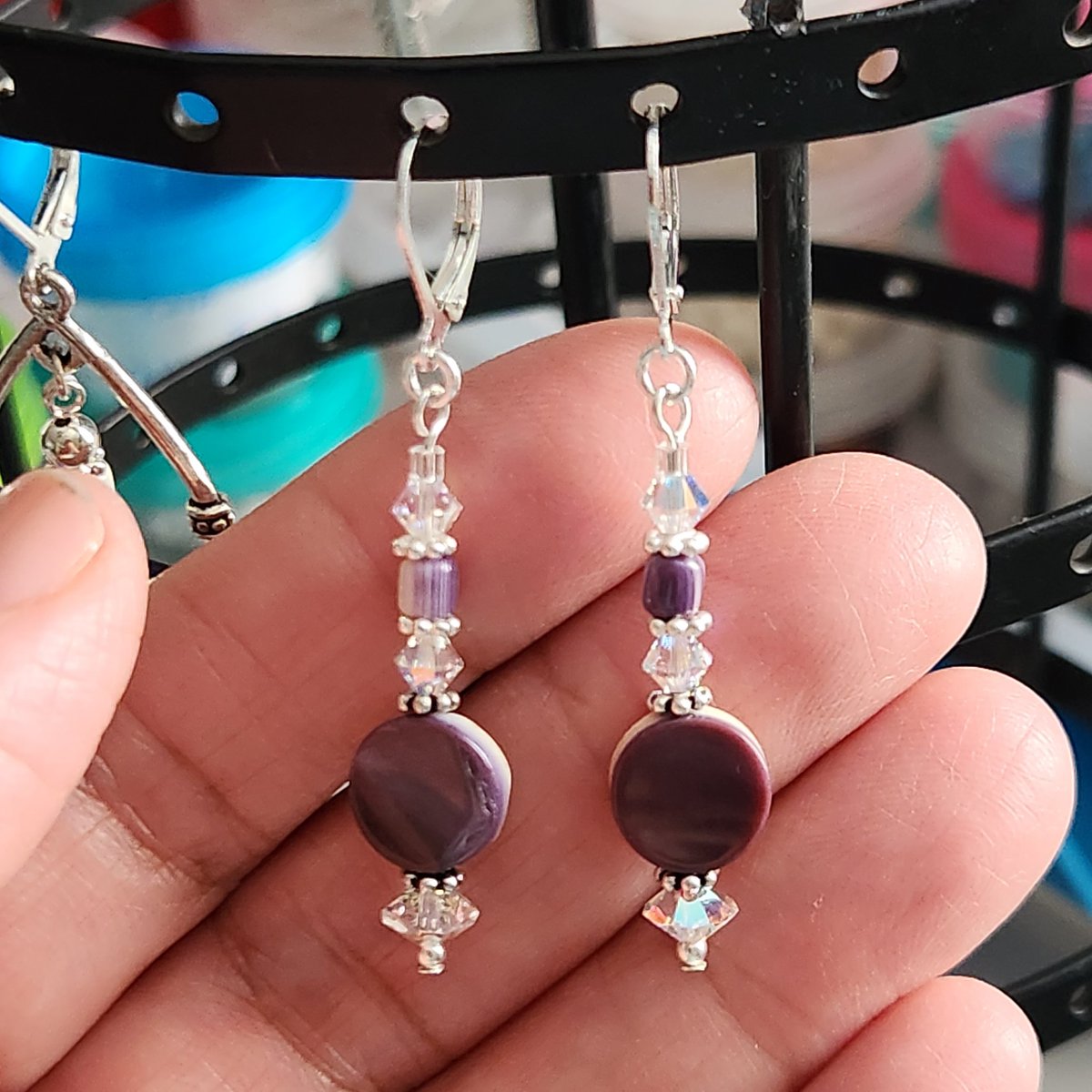 TribalTurquoise's tweet photo. Wampum shells and Swarovski Crystals all on sterling silver 
#indigenousdesign #nativeearrings #nativeswag 
#wampum https://t.co/3VRvccyqoZ
