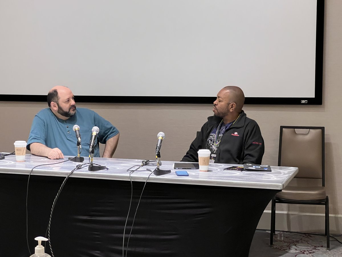 Nerdi_Gras's tweet photo. When the party goes late and you lose an hour of sleep, Sunday #NerdiGras panels are more intimate round table discussions/personal workshops. Thanks to our hard working authors, podcasters, &amp; panelists! #NerdiGras2023 #RingsOfPower #HowToBeAnAuthor #MarvelVsDC https://t.co/4jwYyJUhuJ