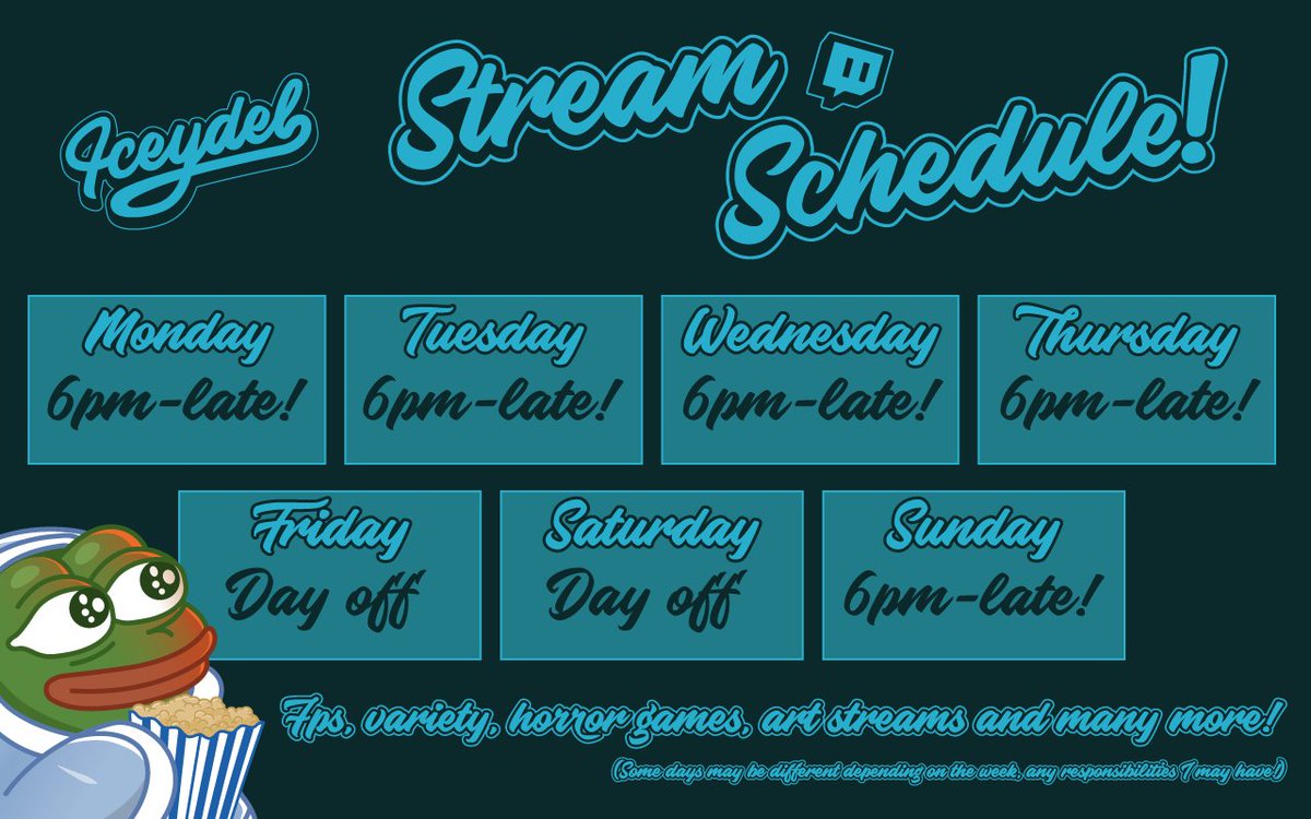 IceyDel's tweet image. The new Twitch stream schedule is here finally! 💙
