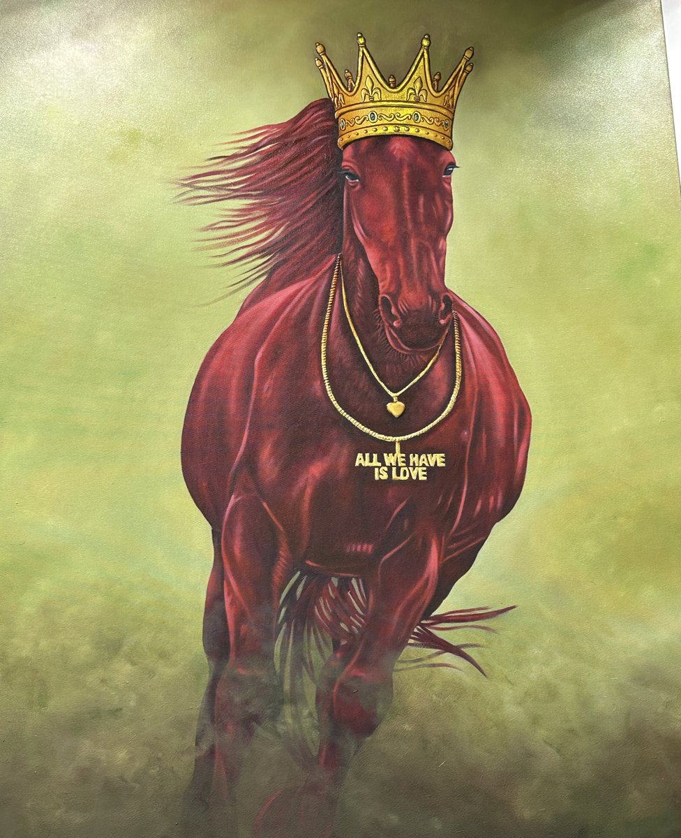 All we have is #Love because ♥️ is all! 👑🐎💚♾️🌟 From today art exhibition @WorldArtDubai 🇦🇪 #Art #NFT #Dubai #UAE