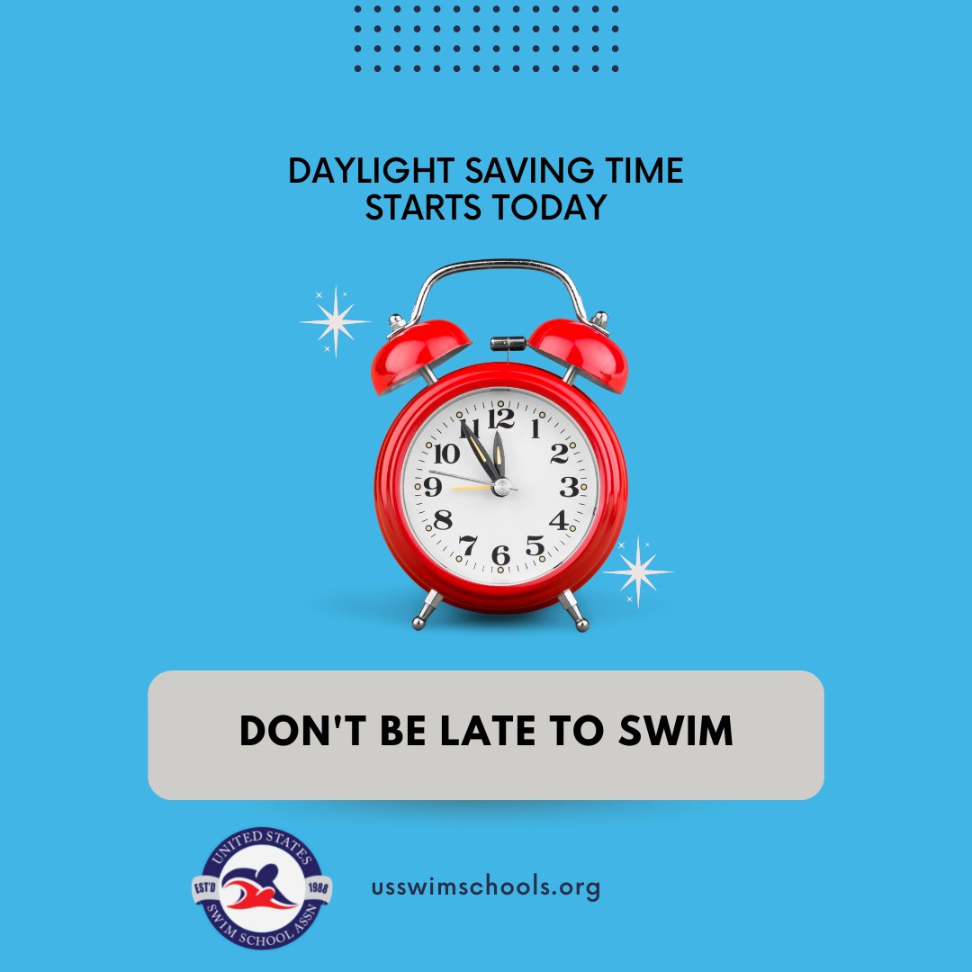 SwimSchools's tweet photo. Spring forward an hour today! Don't be late to swim! https://t.co/6ghZqf6DFF