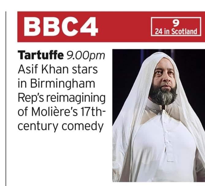 Helpful when an A Level text pops up on tv (tonight). We saw this 2018 production at the RSC with some students and loved it. A Catholic ‘cleric’ in 17th century France becomes a Muslim impostor in a 21st century Pakistani home in Sparkhill, Birmingham