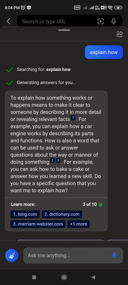 It seems like searching for grounding can sometimes distract the <a href="/bing/">Bing</a> chat model from the context of the conversation. There was no need to issue a query for "explain how" to explain the riddle here. <a href="/MParakhin/">Mikhail Parakhin</a>