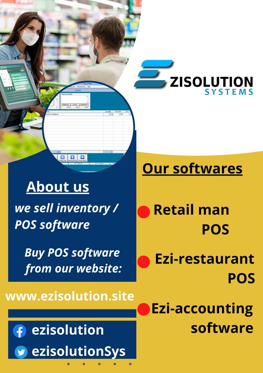 EzisolutionSys's tweet photo. Best Point Of Sales Software
Retailman POS Full License
Retailman POS system is a software that runs on windows. It converts your computer in to a powe..
$349.00
POS #pointofsale #pointofsales #pointofsalematerial #pointofsalessolutions #pointofsalesystems #billingsoftware https://t.co/WDamjK6Quz
