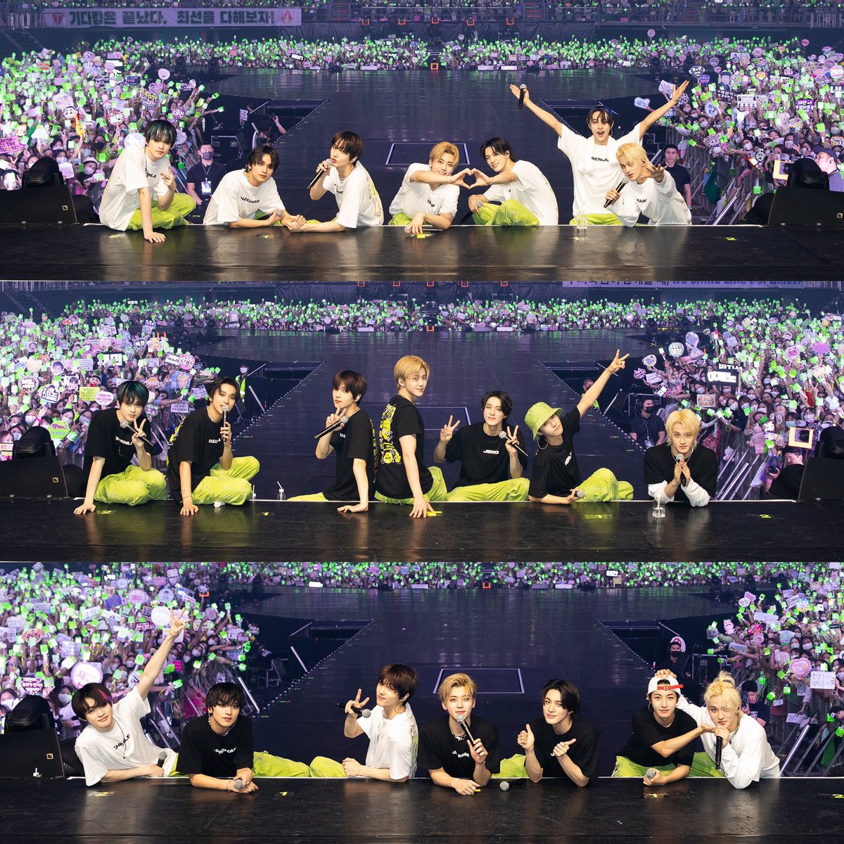 วันแรก : ทุกคนใส่เสื้อขาว🤍
วันสอง : ทุกคนใส่เสื้อดำ🖤
วันสาม : แก๊งหัวโตใส่เสื้อขาว แก๊งกงกงจึใส่เสื้อดำ🤍🖤