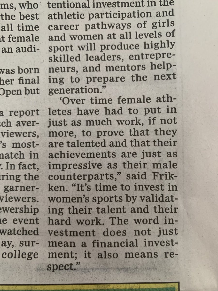 Great day to be a Saddlelite! 

Front page of the Macomb Daily talking about the exciting things happening at Regina and investment in women’s sports. 

Favorite quote in the last image: investment is not just financial, it is also validation, celebration, and respect! 
#saddleup