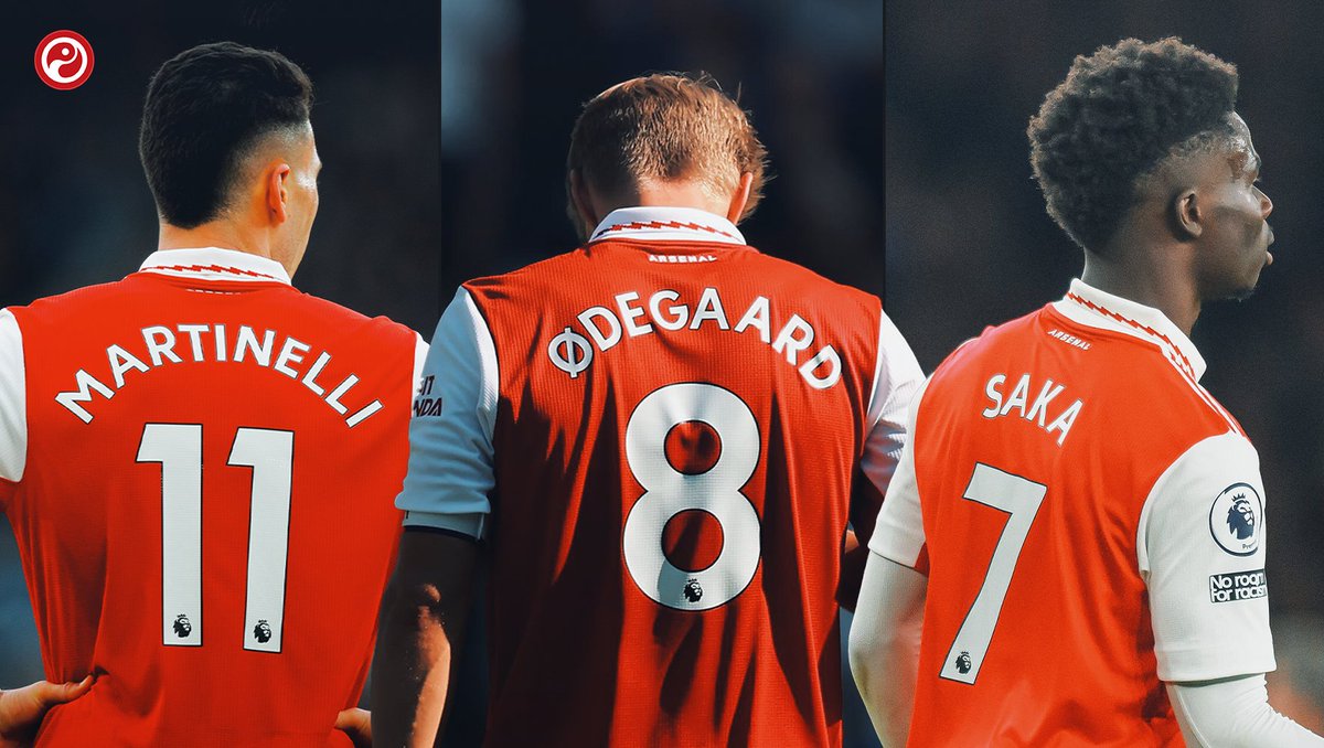 Squawka's tweet photo. Arsenal are the first team to have three players reach 10+ Premier League goals this season:

◉ Bukayo Saka
◉ Gabriel Martinelli
◉ Martin Ødegaard

Teamwork makes the dream work. https://t.co/UhEEASn9S9