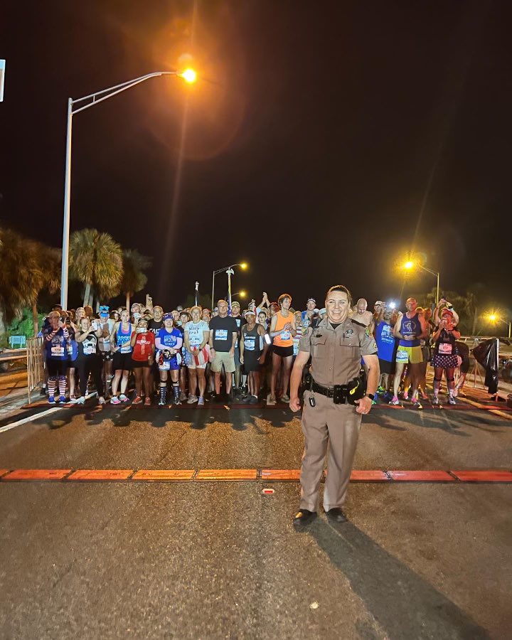 So many heroes among us today, including <a href="/FHPTampa/">FHP Tampa</a> Trooper Toni Schuck kicking off the race this morning! Through complete selflessness and quick action, Trooper Schuck protected the lives of thousands of racers last year from a wrong way driver. We can’t thank her enough!