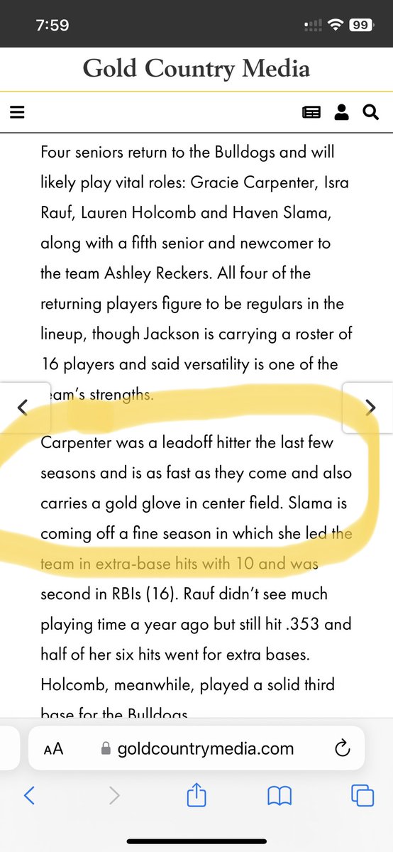 gcarpenter2023's tweet photo. Thanks Matt Long and Gold Country Media. Folsom is ready to rebuild and hit the dirt. @AasaMerrida18G @GaelsSoftball @montanez_22 @CoachGarnett @__marchetti__ https://t.co/f94dL6UEBw