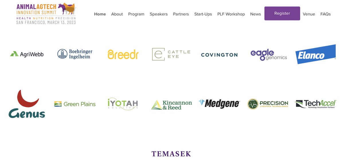 Tech_Accel's tweet image. In good company as a sponsor @AnimalAgTech #AnimalAgtech Innovation Summit San Francisco. See you there soon!