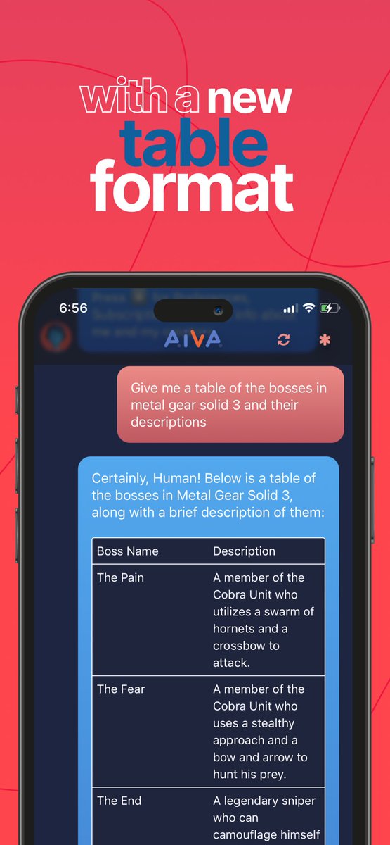 BuildWithTom's tweet photo. v1.0.8 is now waiting for review! Lots of optimizing, chatgpt API upgrade, markdown support and more! Spent hours optimizing UI performance 😅 React Native can be such a pain sometimes 😠 We’re almost at 500 users 🎉 check it out and say hi to her @AivaSays 

#buildinpublic https://t.co/j0DDmg9OJE