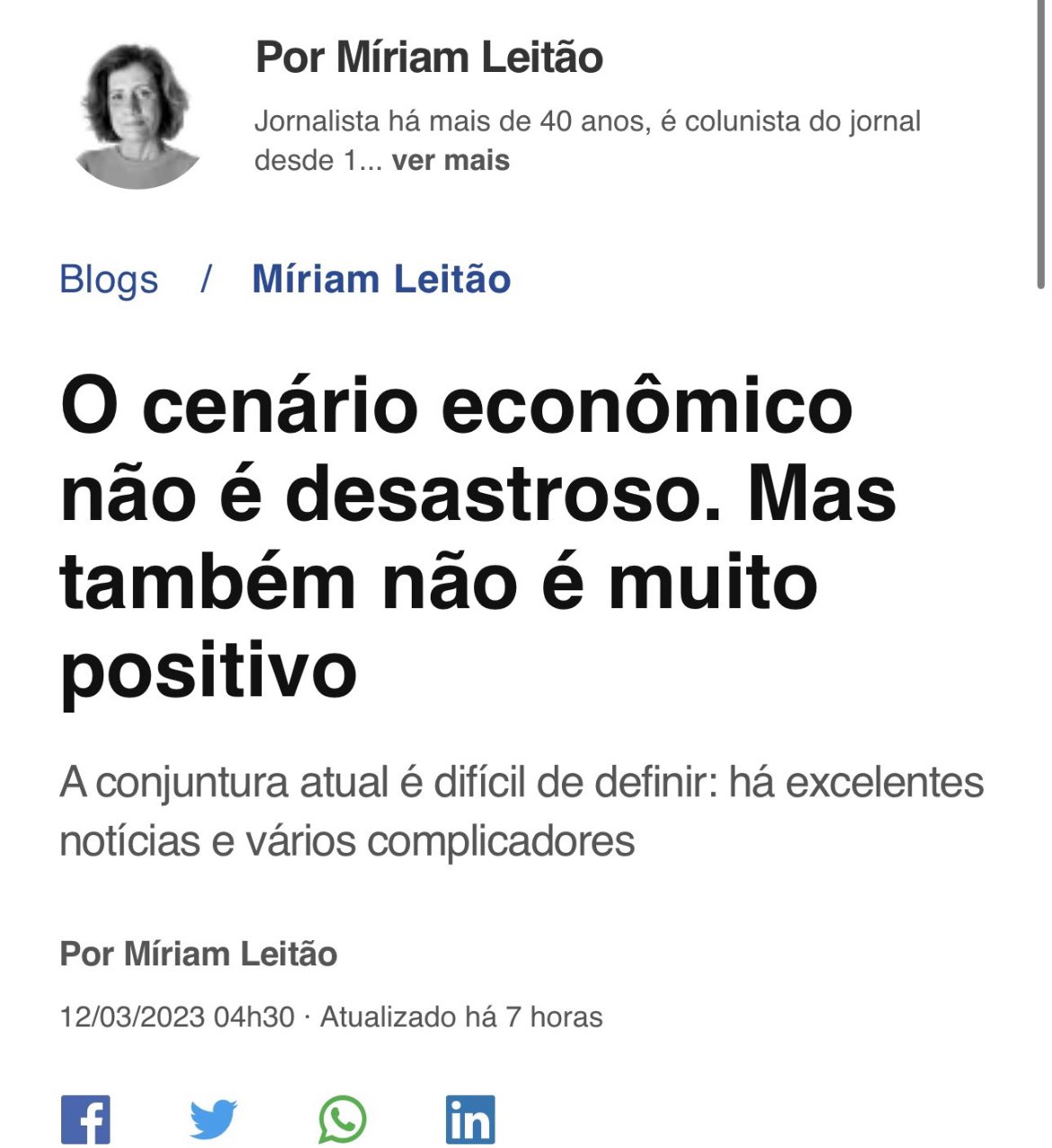 sai do twitter, miriam leitao - Teoremas Triviais