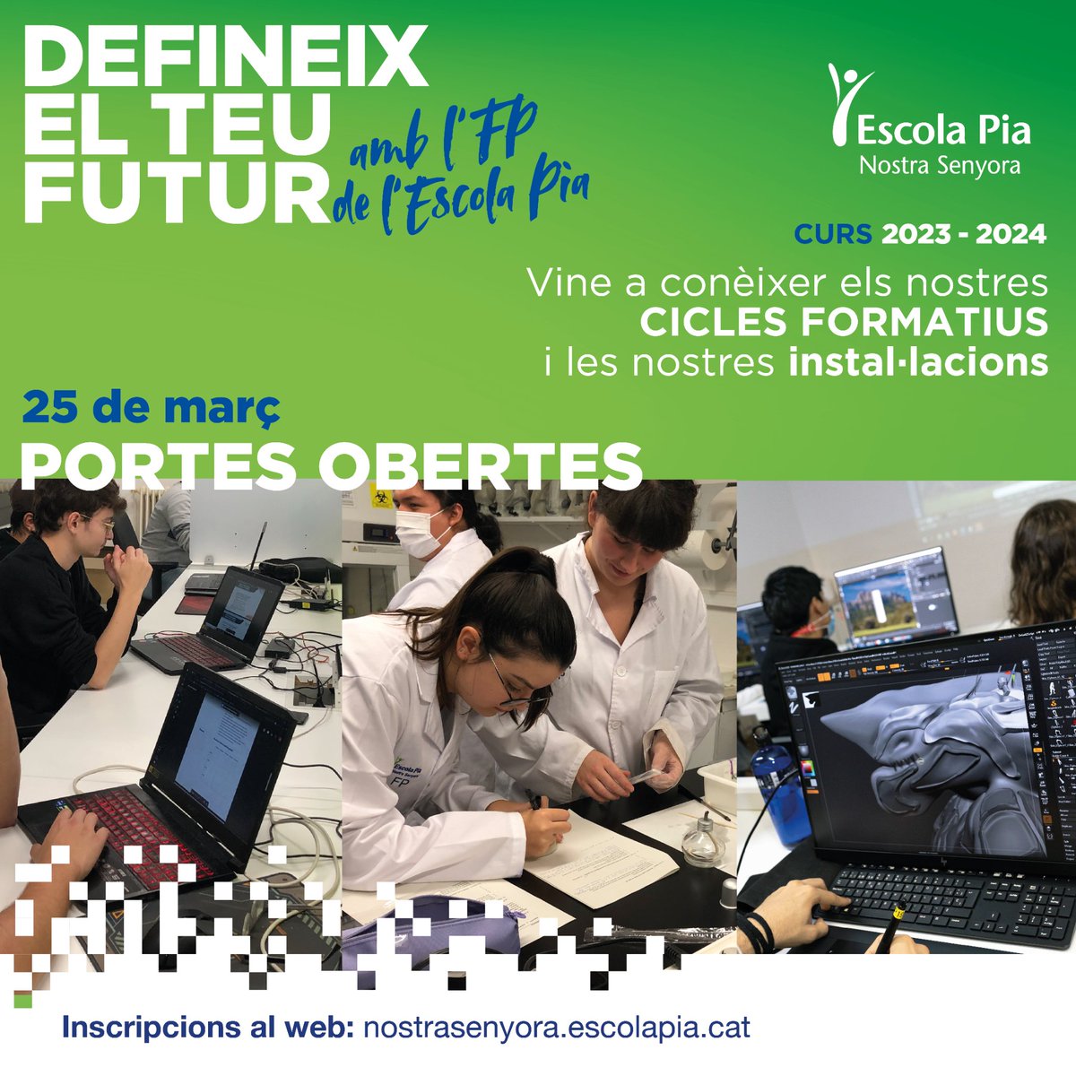 epnsdiputacio's tweet photo. Forma't com a professional amb la nostra FP. 
#curesauxiliarsinfermeria
#farmaciaiparafarmacia
#laboratoriclinicibiomedic
#imatgeperaldiagnostic
#animacio3d #videojocs #entornsinteractius 
#DAMdual
Inscriu-te a les #portesobertesFP

https://t.co/PfFo8bZo6e https://t.co/rMKZInIeum