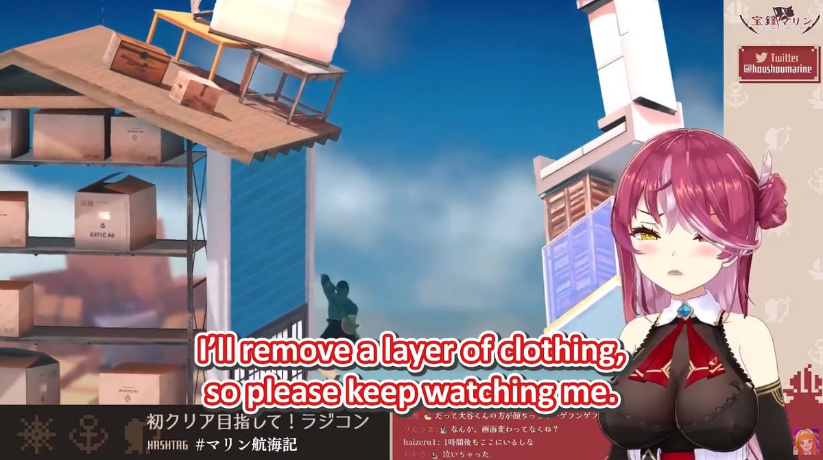 rintubein's tweet image. marine's chat is so fucking funny this girl just cannot win