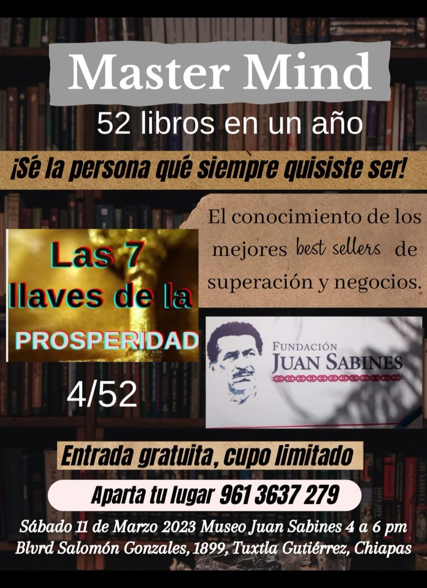 ColmenaresCruz's tweet photo. Seguimos adelante con esta cultura de educación y capacitación. Se realizó con éxito el estudio del libro #4 del MasterMind de Riqueza del #RETO "52 LIBROS EN 1 AÑO" ayer sábado 11 de Marzo 2023 en Vips Oriente. Únete y crezcamos juntos📱961-3637-279. #52LibrosEn1Año #LiMEC https://t.co/feSFtnADLC