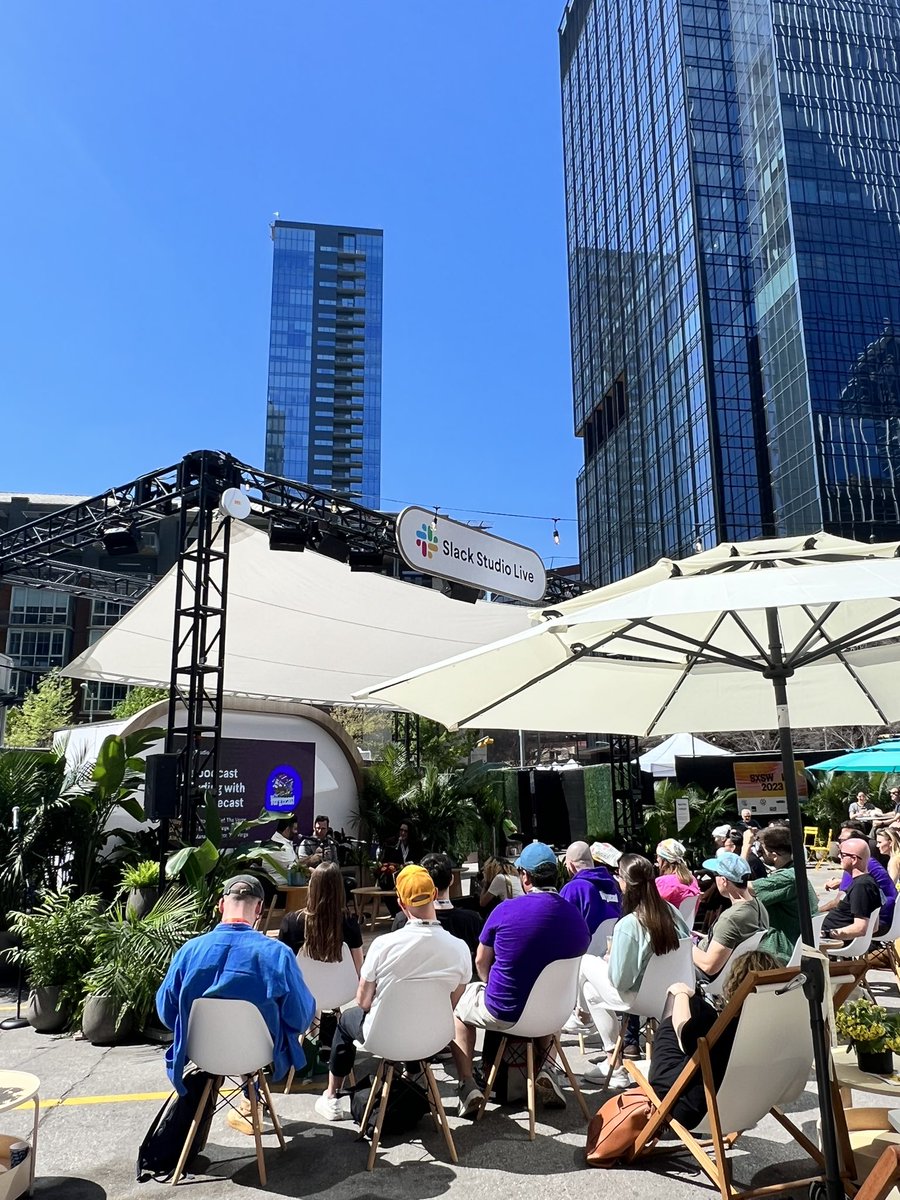 Live <a href="/verge/">The Verge</a> podcast from <a href="/SlackHQ/">Slack</a> at sunny #SXSW23