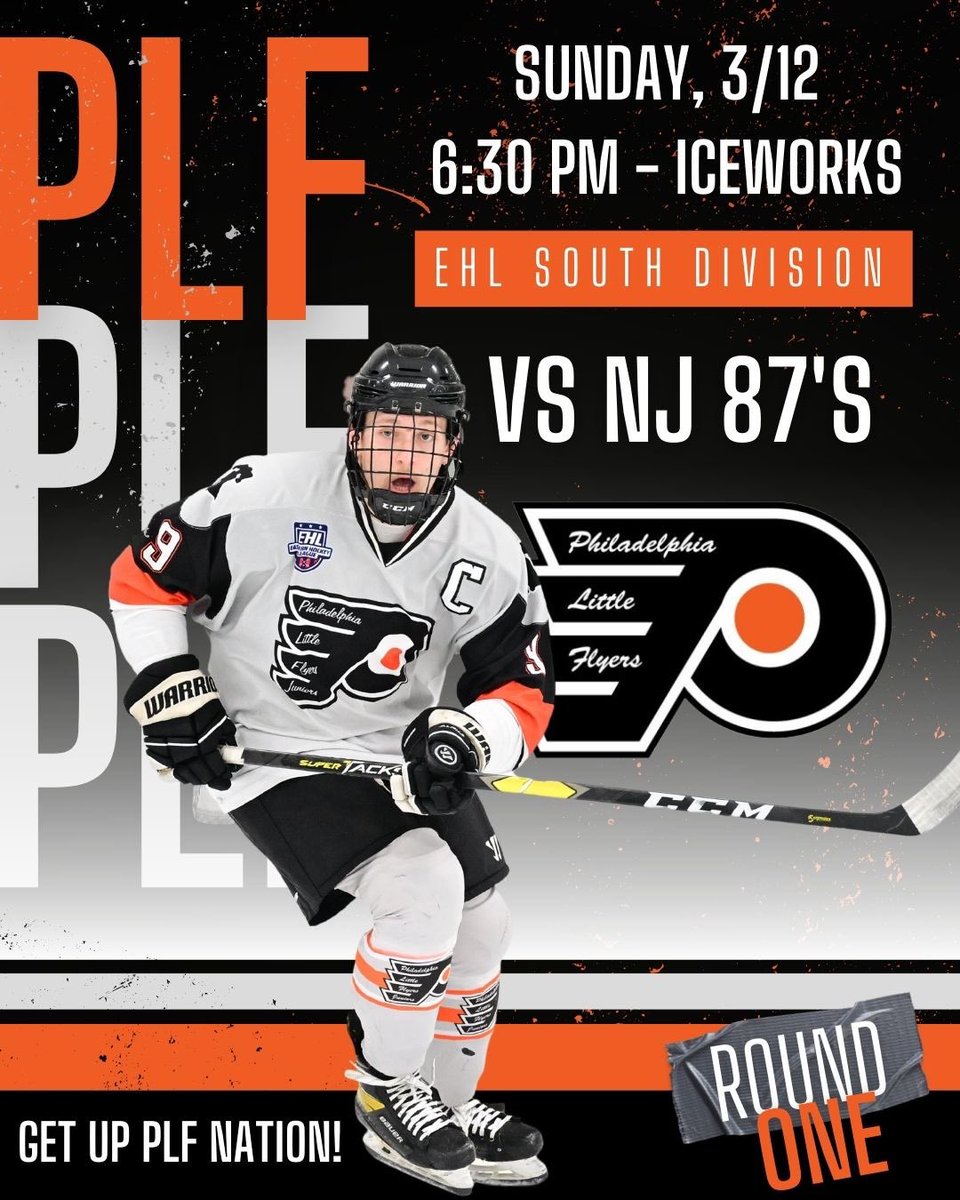 LittleFlyersHky's tweet image. TONIGHT 

Little Flyers take on @NJ87sEHL in @EHL_Hockey South Division Semi-Finals

The #1 ranked National Anthem singer in the @NHL @LaurenHartMusic will be performing.

6:30PM @IceWorksComplex Rink 3

#FlyeredUp 🟠⚫️ 

📺 @MyHockeyTV 
🎙️@JoeBroadcaster 
🎤 @JamesWitherite