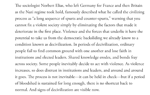 TheAtlantic's tweet image. The conditions that make a society vulnerable to political violence are complex but well established—and all of them are present today, @AdrienneLaF writes. Once decivilization has begun, can anything stop it? on.theatln.tc/rtSTqzd